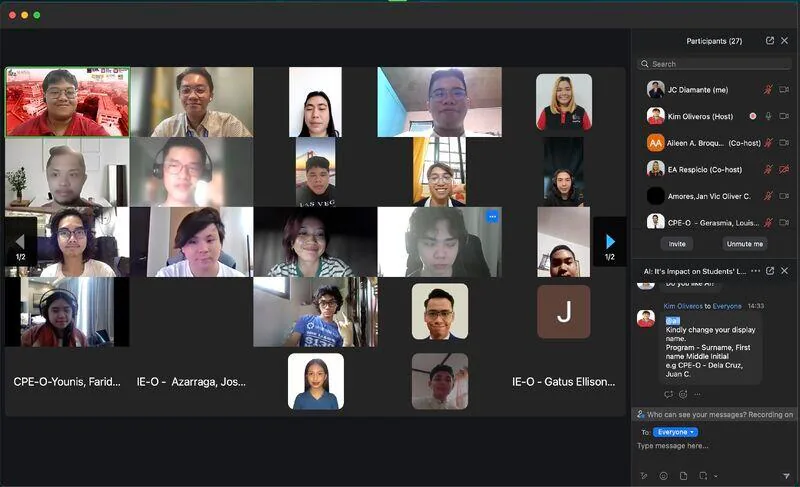 Participants in the online webinar on AI and its impact on students' learning
